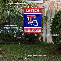 Vista 2 de Louisiana Tech Bulldogs - Juego de soporte para bandera de jardín y poste de bandera