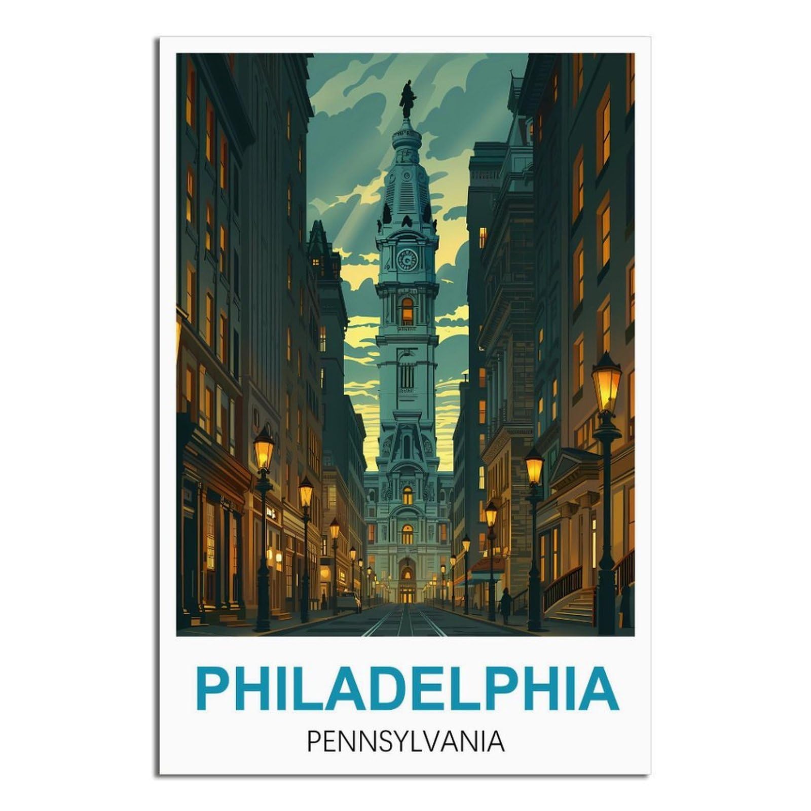 EZMLFA 5D Diamond Art Kits for Beginner,Philadelphia Pennsylvania Statue Kits for Adults and Kids, Full Drill Round Rhinestone Paint with Diamonds,DIY 5D Diamond Art 30x40cm