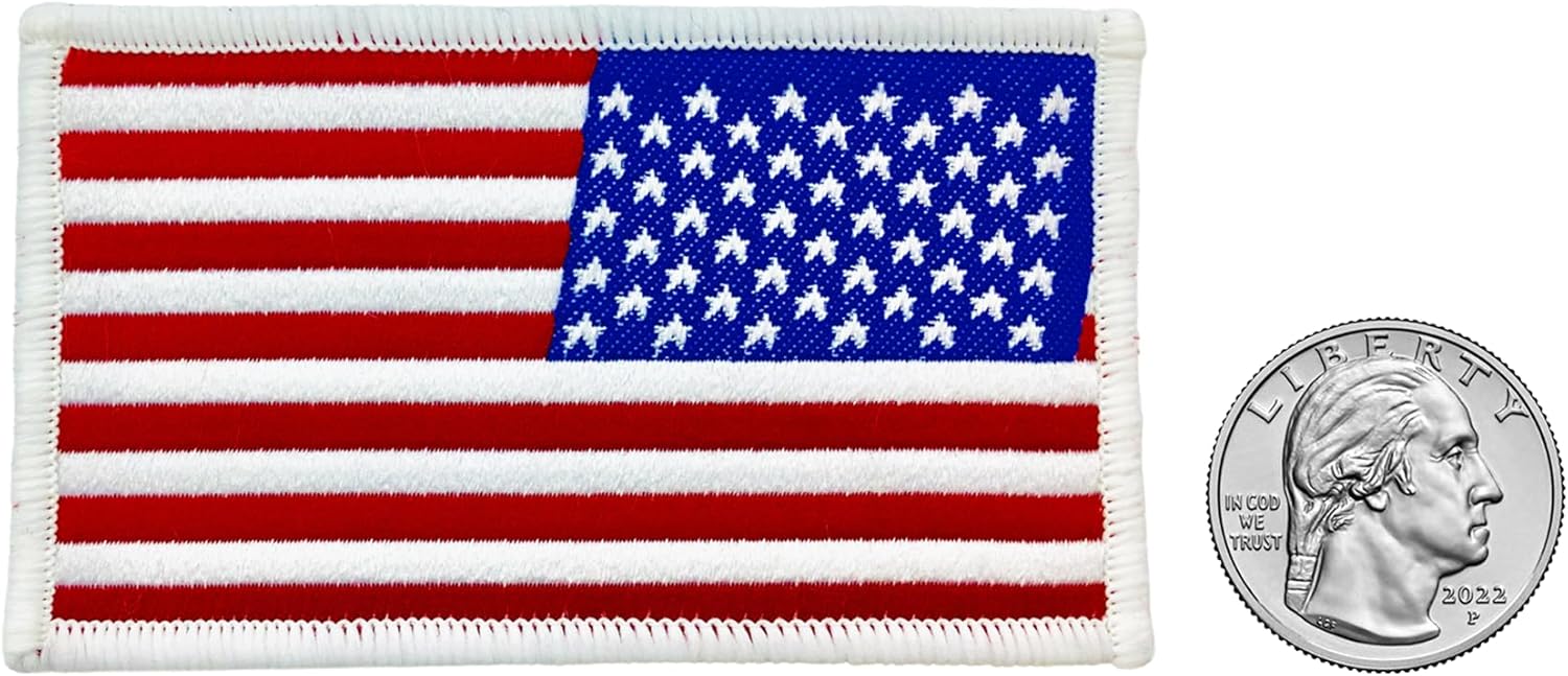 Trimplace American Flag Woven Right Applique – 2" x 3-1/4" (5.08 cm x 8.26 cm) – Heat Seal Iron-On Patch – Pack of 12 Patriotic USA Flag Appliques for Crafts, Clothing, Uniforms & DIY Projects