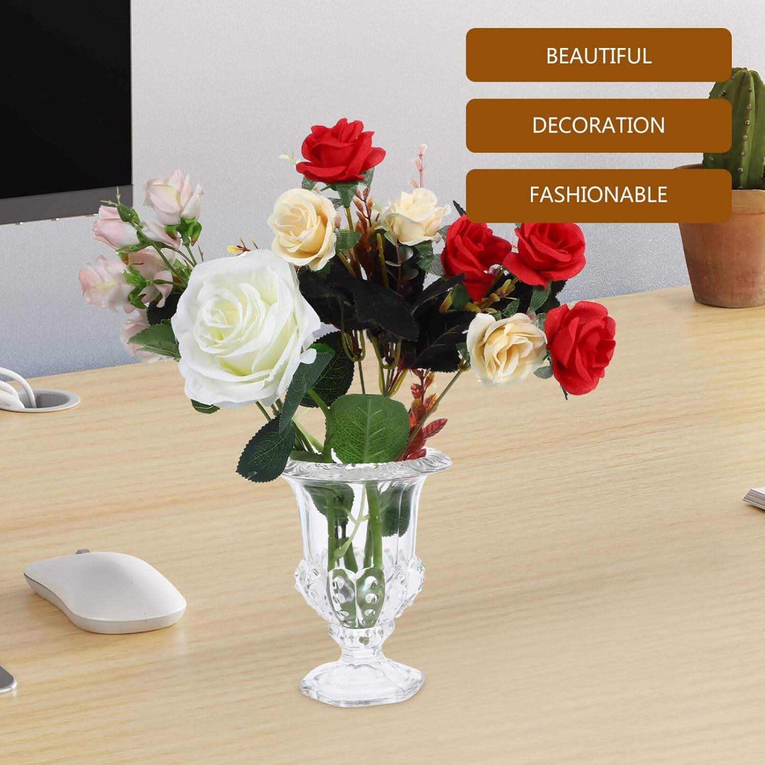 Luxshiny European Glass Vase Decorative Urn Vase Base Design for Wedding Centerpieces Home Decor Party Flower Arrangements Stunning Craftsmanship