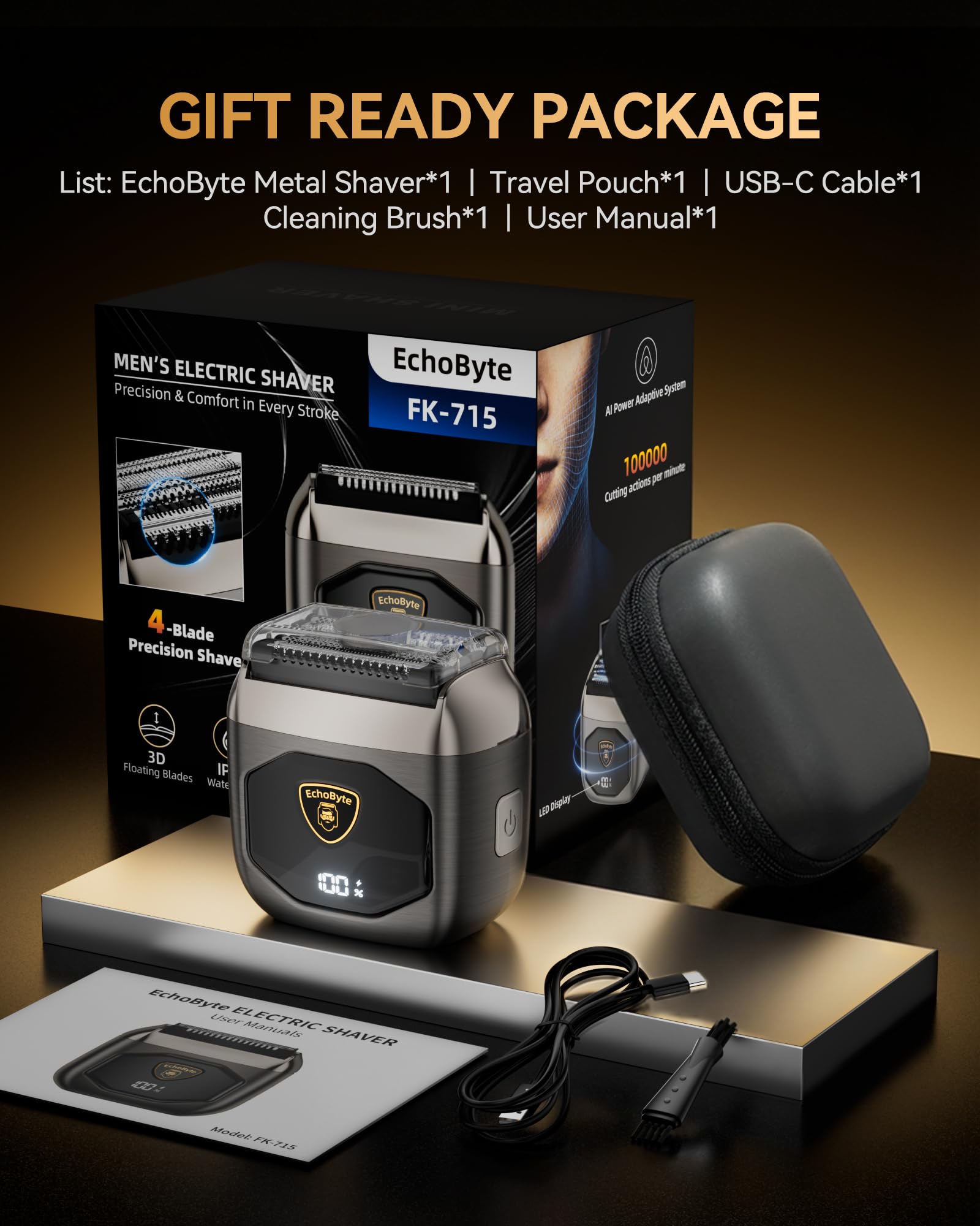 EchoByte Full Metal Electric Foil Shaver for Men