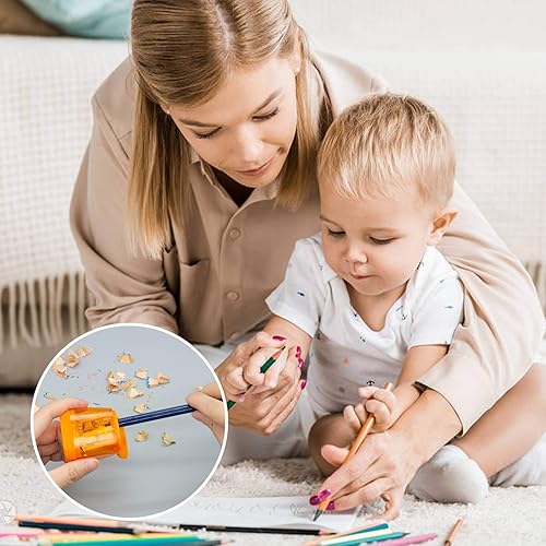 Miniatura 7 de KIDMEN Sacapuntas manuales, sacapuntas compacto de 2 agujeros con tapa para niños, escuela y oficina, paquete de 12