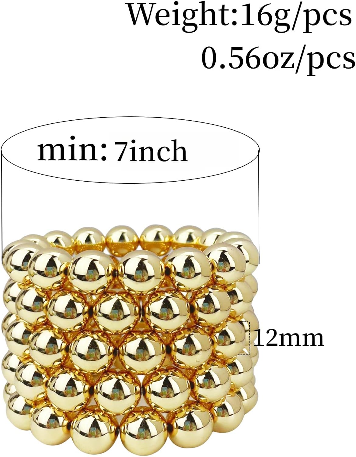 14K Gold Plated Beaded Bracelets Letter Stretch Dainty Stackable Bracelet for Women - Image 4