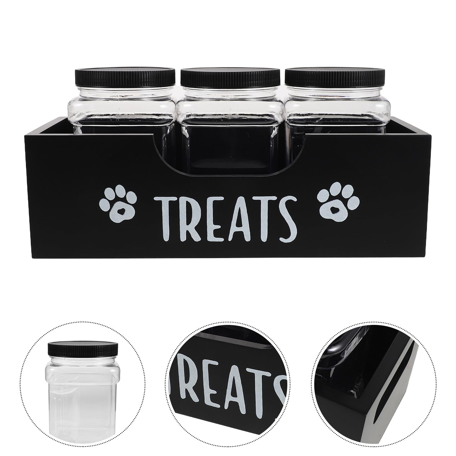 Contenitore Ermetico per Dolcetti Cani con 3 Barattoli Neri – Organizzatore di Snack per Animali Domestici Compatto e Portatile – Conservazione Igienica per Cuccioli in Cucina