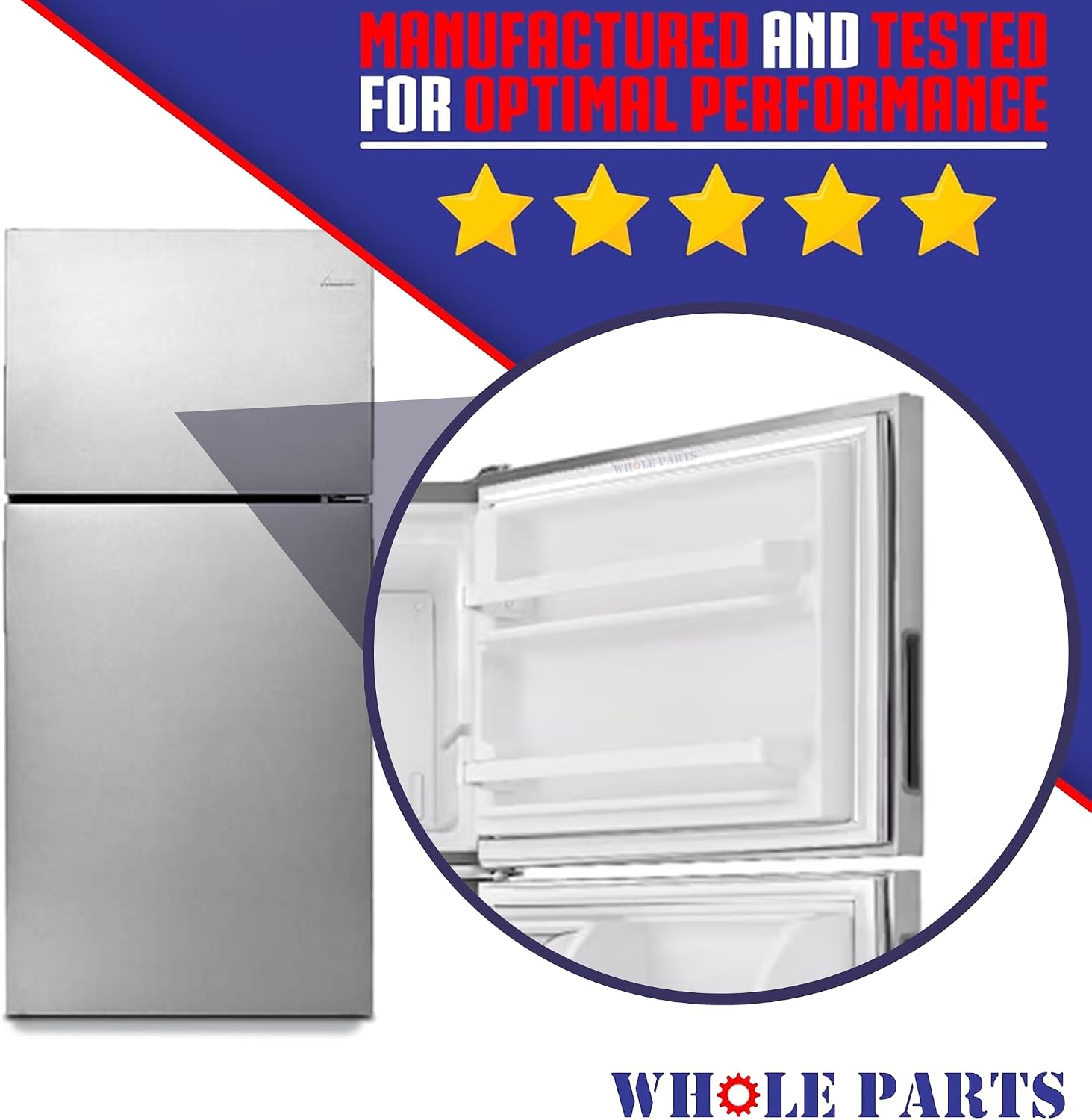 Whole Parts White Refrigerator Fresh Food Door Seal Gasket with Built-in Magnetic Strip Replacement – Part #WP12550109Q – Fits Select Amana, Caloric & Kenmore Refrigerators