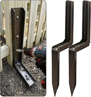 Pack of 2 Adjustable Fence Post Repair Kit Quick Fix Rotted Tilted Broken Leaning Wood Posts Support Easy Solution Heavy Duty Steel Wooden Fence Post Anchor Stakes