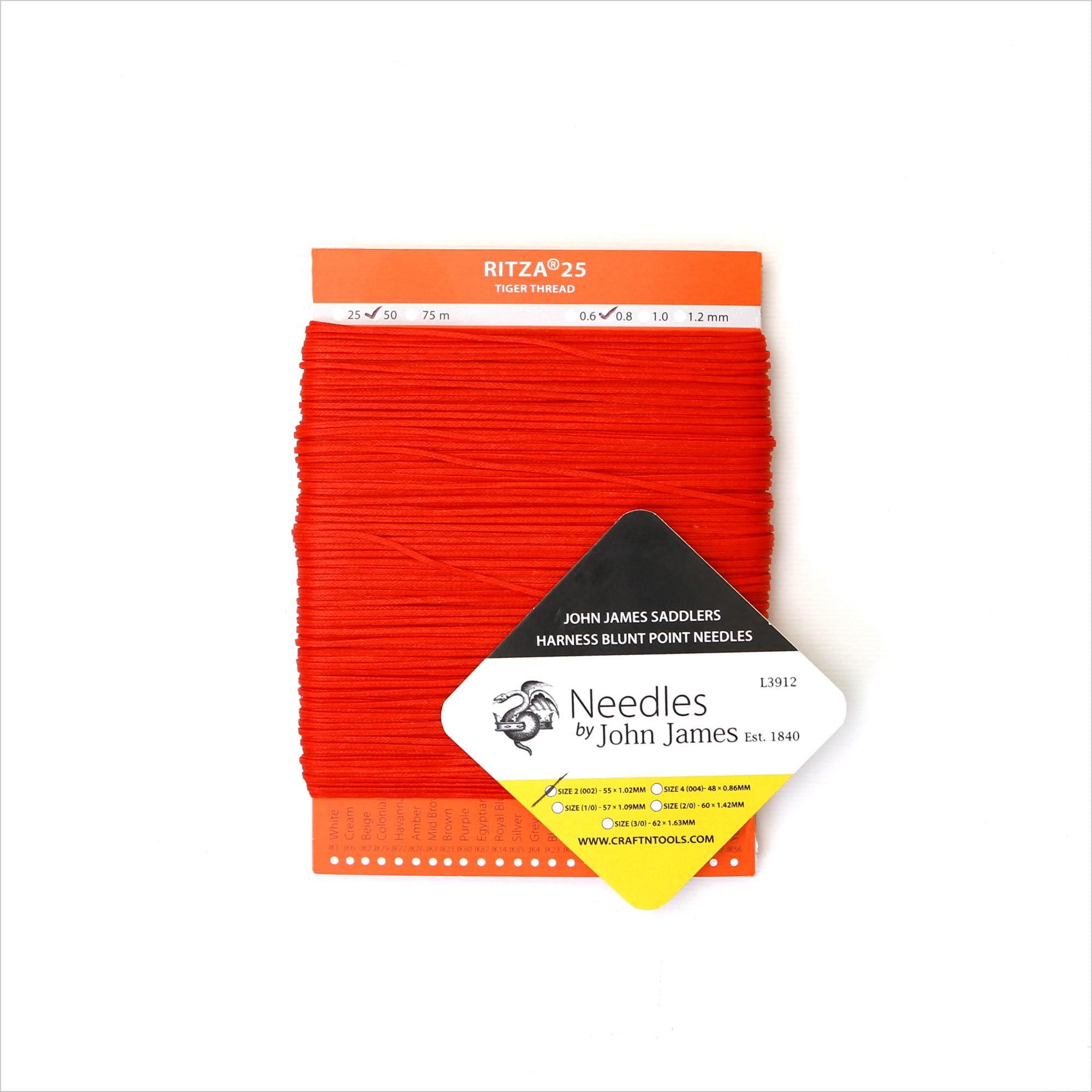 RED 1.0mm RITZA 25 Tiger Thread for Leather Craft | Waxed
