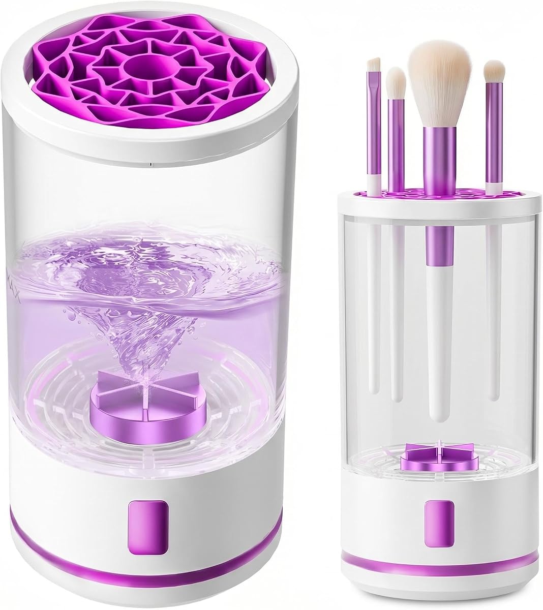 Limpiador de brochas de maquillaje eléctrico, depurador giratorio, lavadora de brochas recargable | Batería de 1200 mAh, carga tipo C, apagado automático de 5 minutos, se adapta a todos los cepillos y esponjas, portátil para viajar, limpieza profunda, excelente regalo