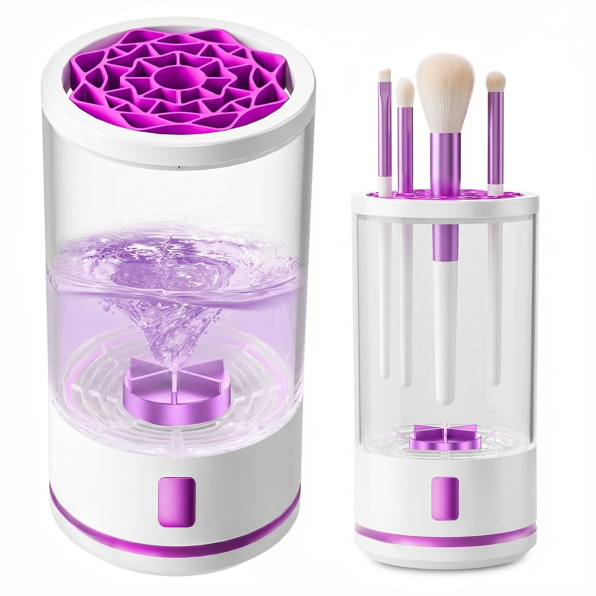 Photo 1 of Electric Makeup Brush Cleaner Machine, Professional 7000 RPM Automatic Spinner with 1200mAh Rechargeable Battery, Type-C Fast Charging & 5-Min Auto-Shutoff, Fits All Sizes Cosmetic Brushes, White