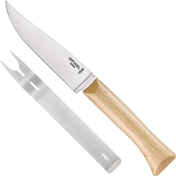 Opinel Cheese Knife and Fork Set, Dinner Parties, Fine Dining Platters, Picnics, and Everyday Use, Sustainably Harvested Beech Wood Handles, Made in France, One Size, 001834