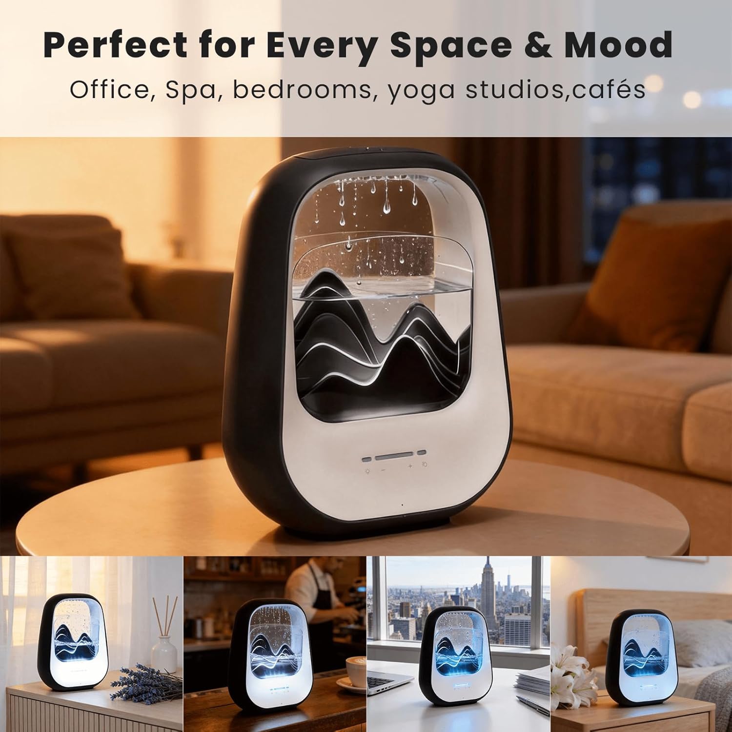 Rain Drop White Noise Machine with Realistic Rain Sounds – Bluetooth Speaker,Sleep Therapy Humidifier,Ambient Light & Aroma Diffuser for Bedroom Relaxation, Meditation & Stress Relief