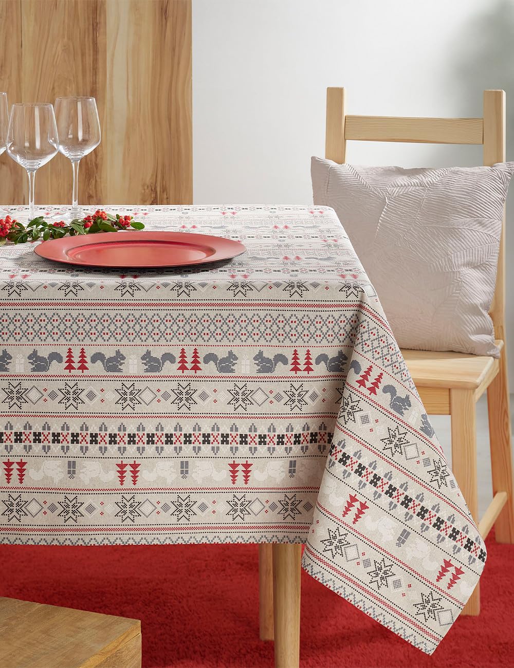 Atenas Mantel Antimanchas Navideño - Estampado de Navidad - Modelo Einar (150x250)