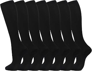 BIBILILI 7 Pairs Copper Sports Compression Socks - Run,Climb,Hike,Cycling,Obstacle Race,Recovery.Pressure 20-30 Mmhg Compression Stockings For Women 20-30 Mmhg Compression Socks Men 15-20 Mmhg