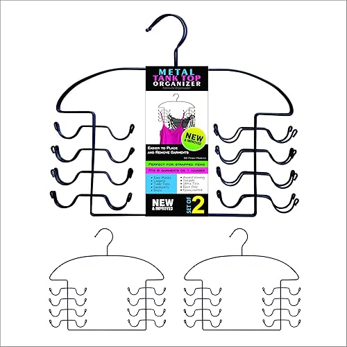 Percha para organizar el clóset, Metal, Negro, 2 pcs