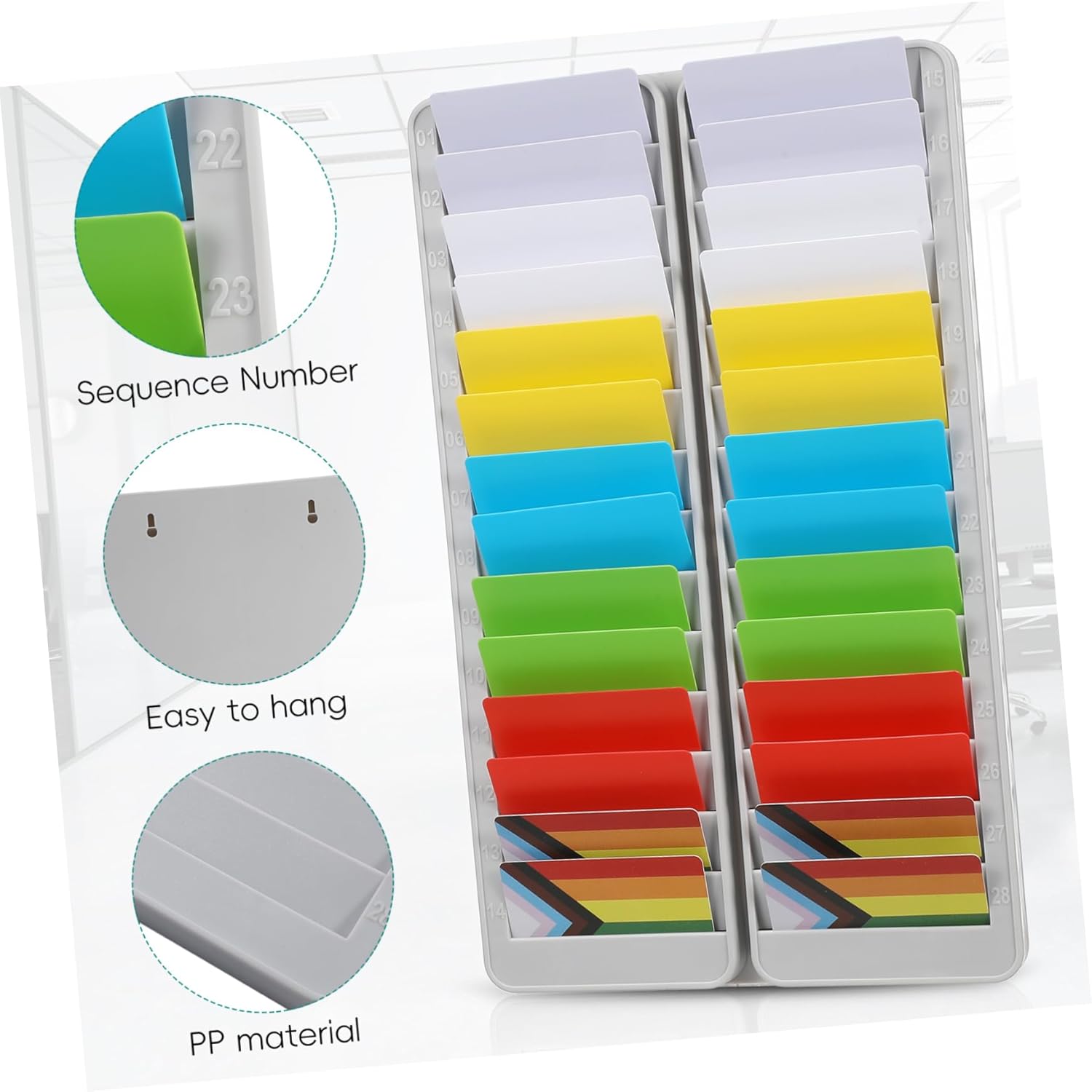 NUOBESTY Wall Mounted Attendance Cards Holder Rack Slot Id Ic Card Storage Lightweight and Compact Office Use and Reusable Design for Factories and Schools