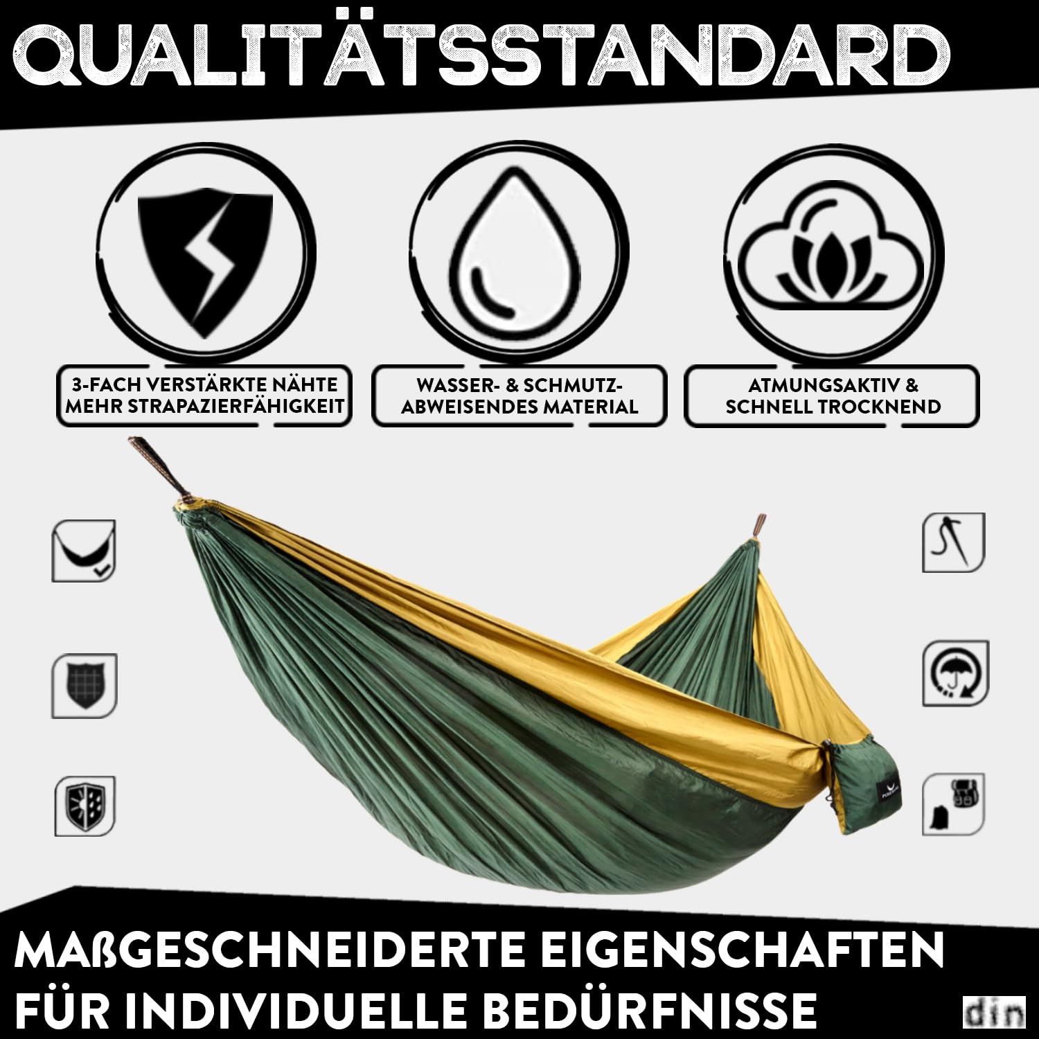 Hamaca de Camping Ultra Ligera de Seda paracaídas Carga máxima: 300 kg 275 x 140 cm con Gancho de fijación con mosquetón para Playa, jardín,