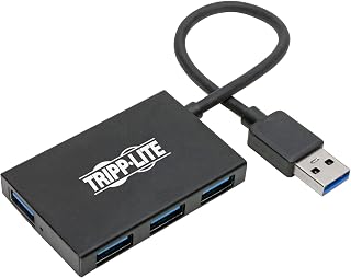 Tripp Lite 4-Port USB 3.0 Hub, Portable USB Splitter for USB Charging and Data Transfer, 5 Gbps, Aluminum (U360-004-4A-AL)