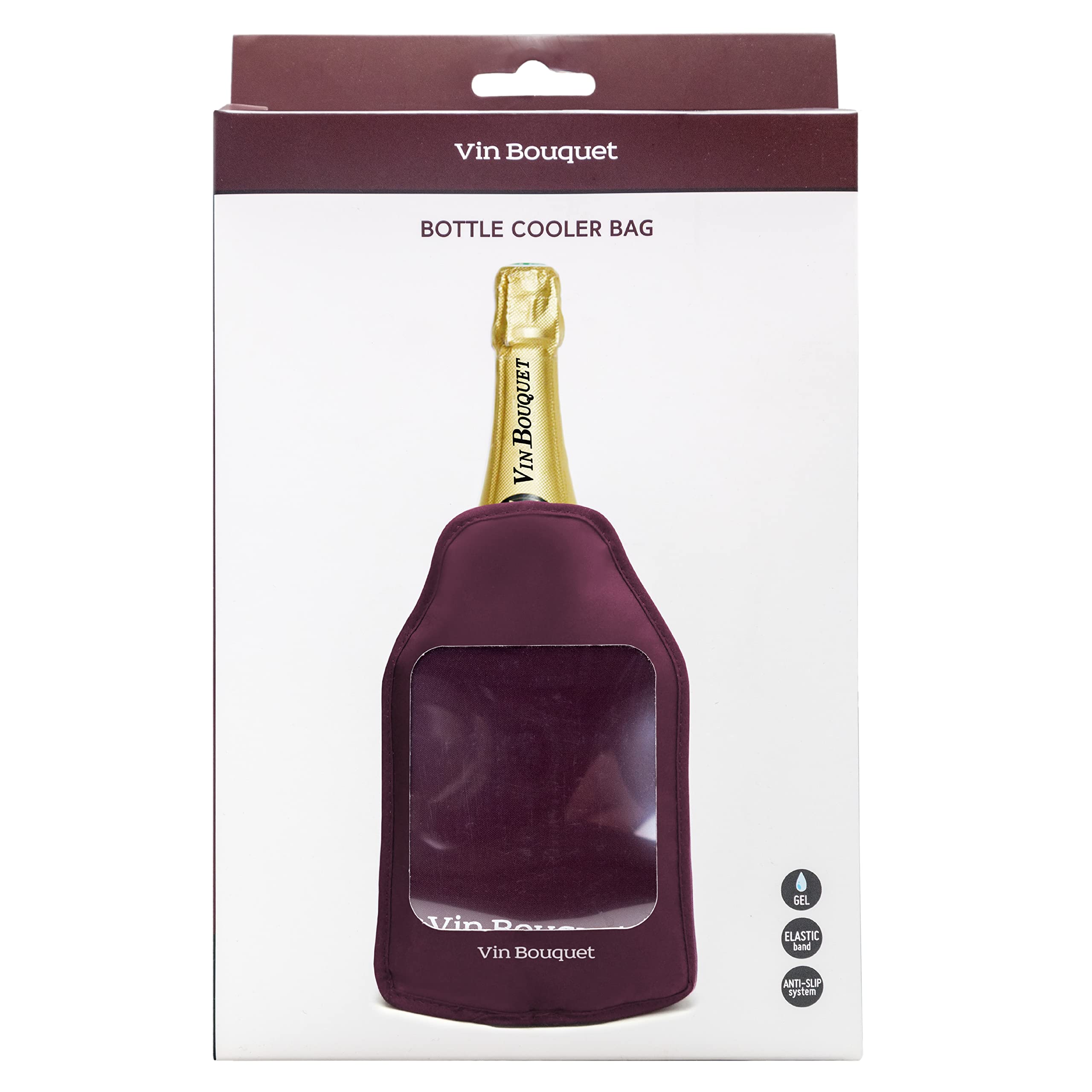 Vin Bouquet Pro Cooler Bag - Patented Anti-Slip, Flexible, No Ice Needed, Side Elastics, Silver (Bordeaux Style) - View #3