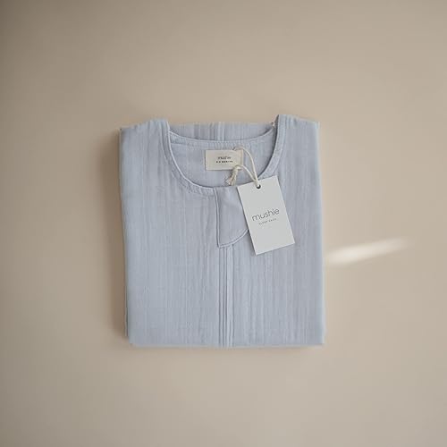 Miniatura 7 de mushie Manta portátil para bebé, 100% muselina de algodón orgánico, saco de dormir para bebés (azul bebé)