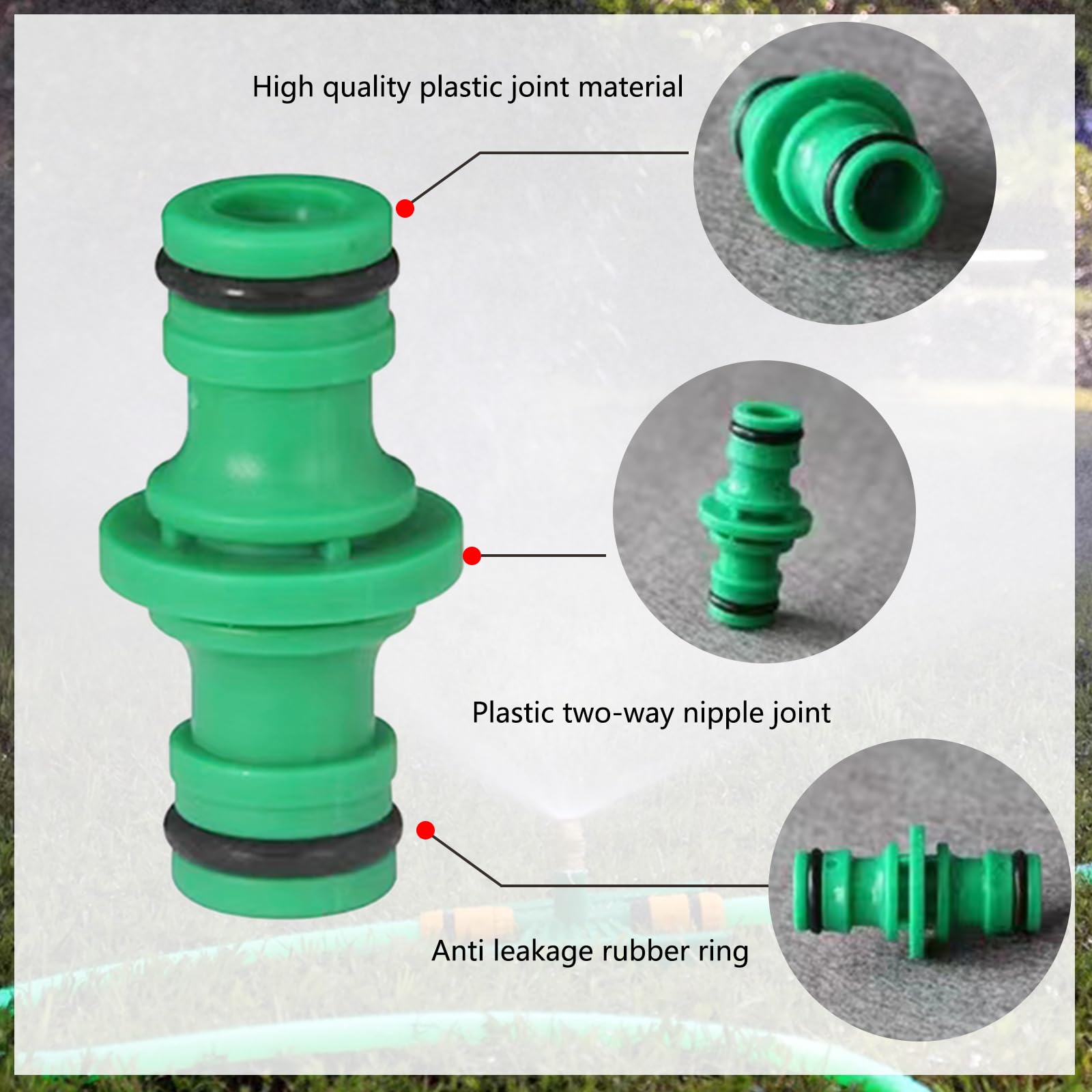 6 Pezzi Connettori Per Tubi Da Giardino A Doppia Spina 1/2 Pollice, Raccordi A Due Vie In Plastica PP, Per Prolunga E Irrigazione, 50 Mm - 2