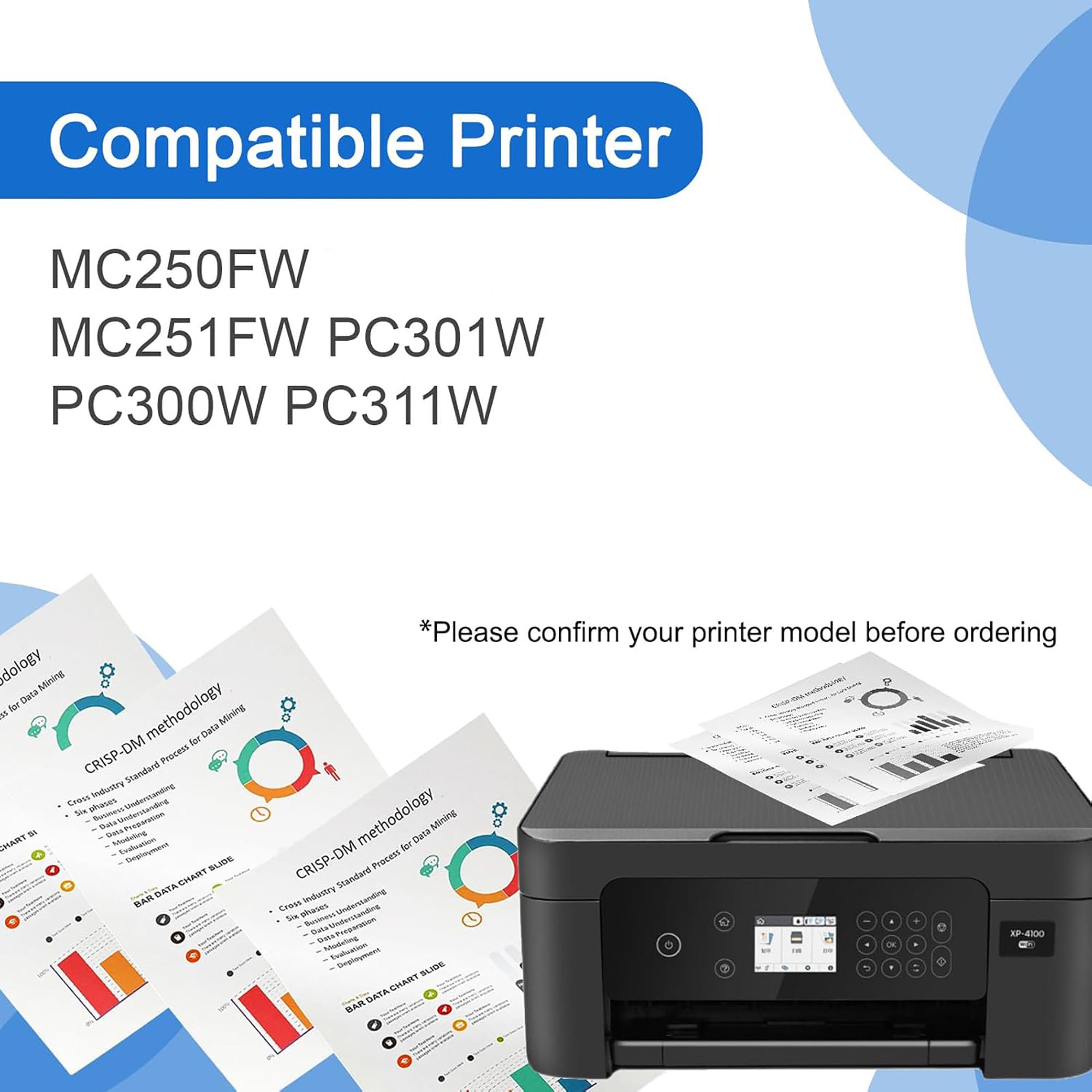 MC250H Zestaw kaset z tonerem zamiennik dla drukarki 408348 408349 408351 408350 do drukarki Ricoh MC250FW MC251FW PC301W PC311W PC300W, 4 kolory, 1 opakowanie