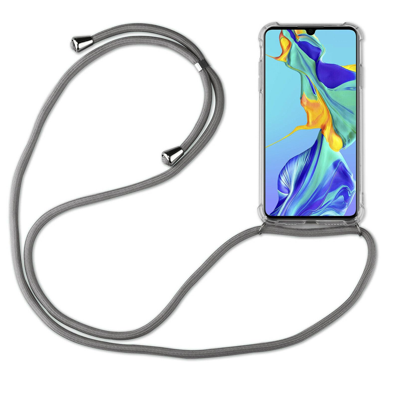 Handyhülle Mit Band Für Huawei P30 Lite – TPU Silikon, Nylon-Kordel, Stoßfest – Grün