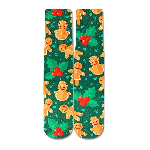 Benefeet Sox Mens Christmas Socks Christmas Gifts Boys Funny Crazy Socks for Men Boys Unisex Cool Funky 3D Printed Patterned Socks Novelty Athletic Tube Socks (Green Chritmas Gingerman)