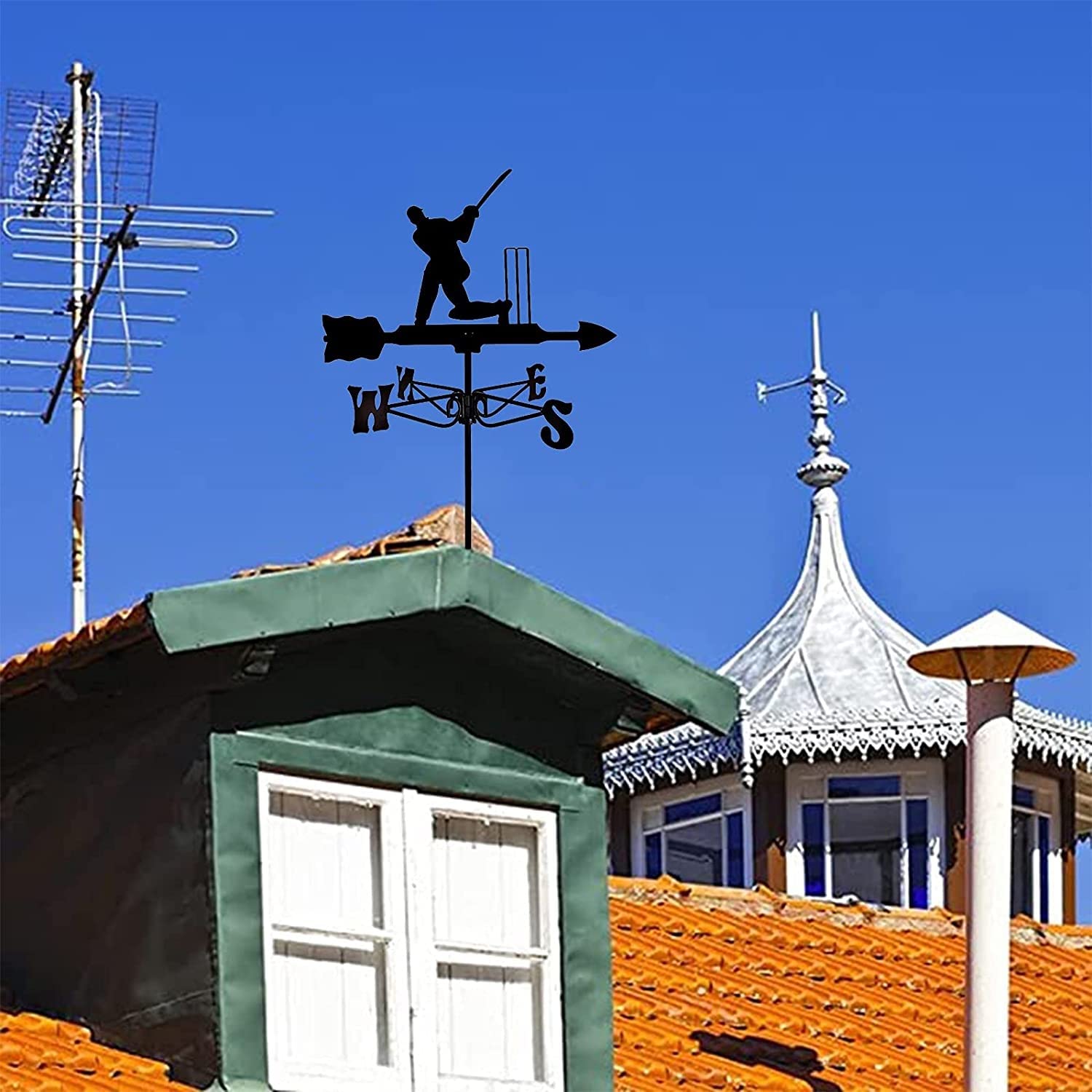 Metalowa wiatrowskaz, wiatrowskaz baseballowy Dekoracyjna wiatrowskaz Weathervane Garden Mount Yard Stake, Iron Weather Vane Farm Trwała scena, narzędzie pomiarowe Budowa palików o