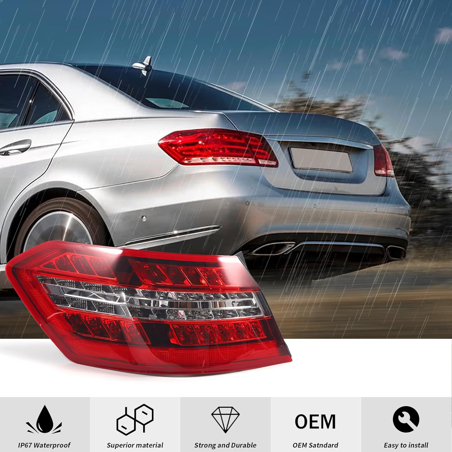 ZXMT Outer LED Tail Light Lamp Assembly Compatible with Mercedes Benz W212 E350 E550 E63 AMG 2010 2011 2012 2013 Rear Tail lamp Bake Lamp 2129060758 MB2804106 (Left Driver side)