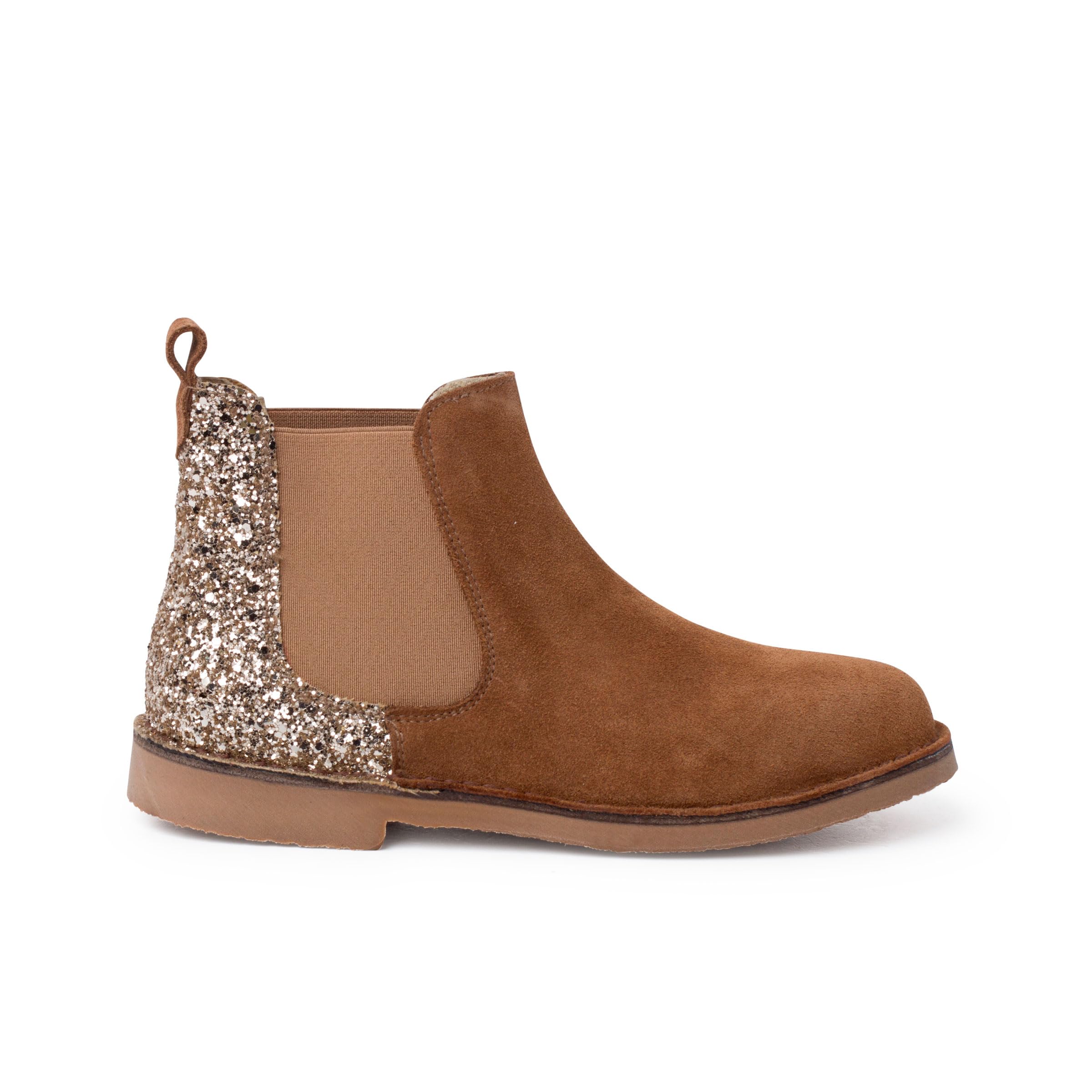 Pisamonas Stivaletti Bambina Scamosciati con Tallone Glitter