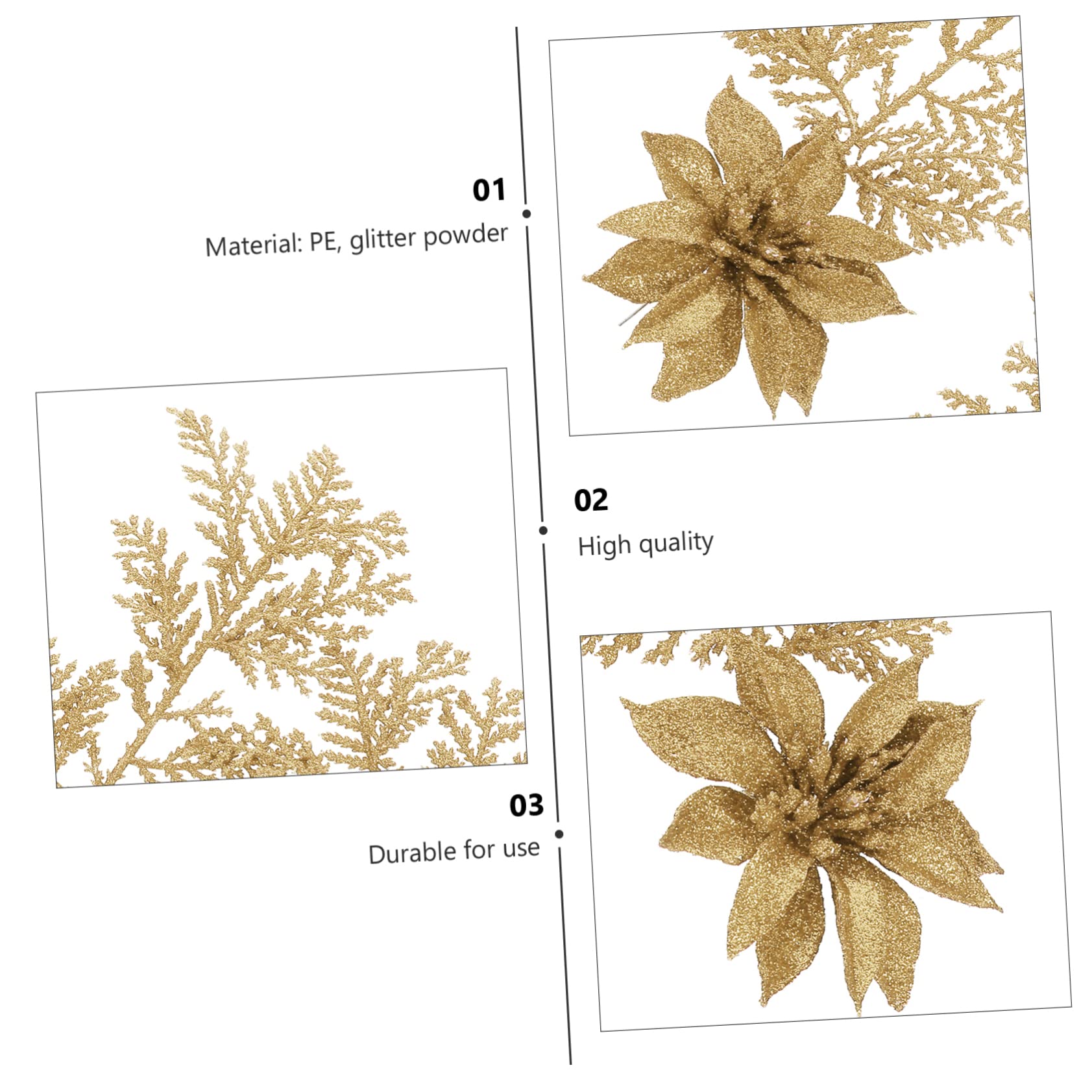 PRETYZOOM 3 Set Di Rami Di Pino Decorazione Natalizia Fiore Glitterato Fiore Artificiale Ciondolo Appeso Allalbero Per Natale 6 Pezzi * 3