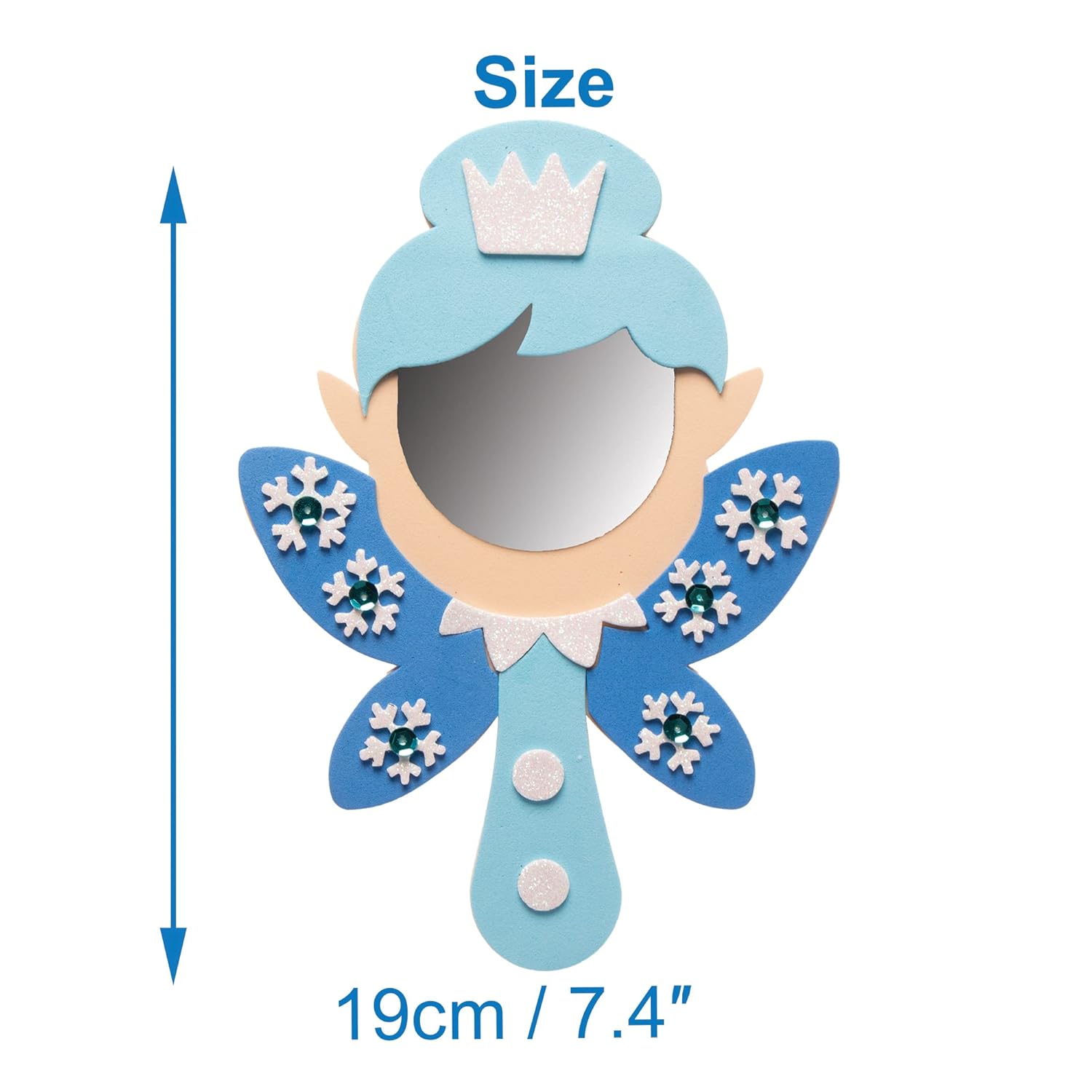 Baker Ross FE876 Winter Fairy Mirror Kits - Pack of 4, Make Your Own Mirrors, Foam Crafts for Children to Make and Decorate,