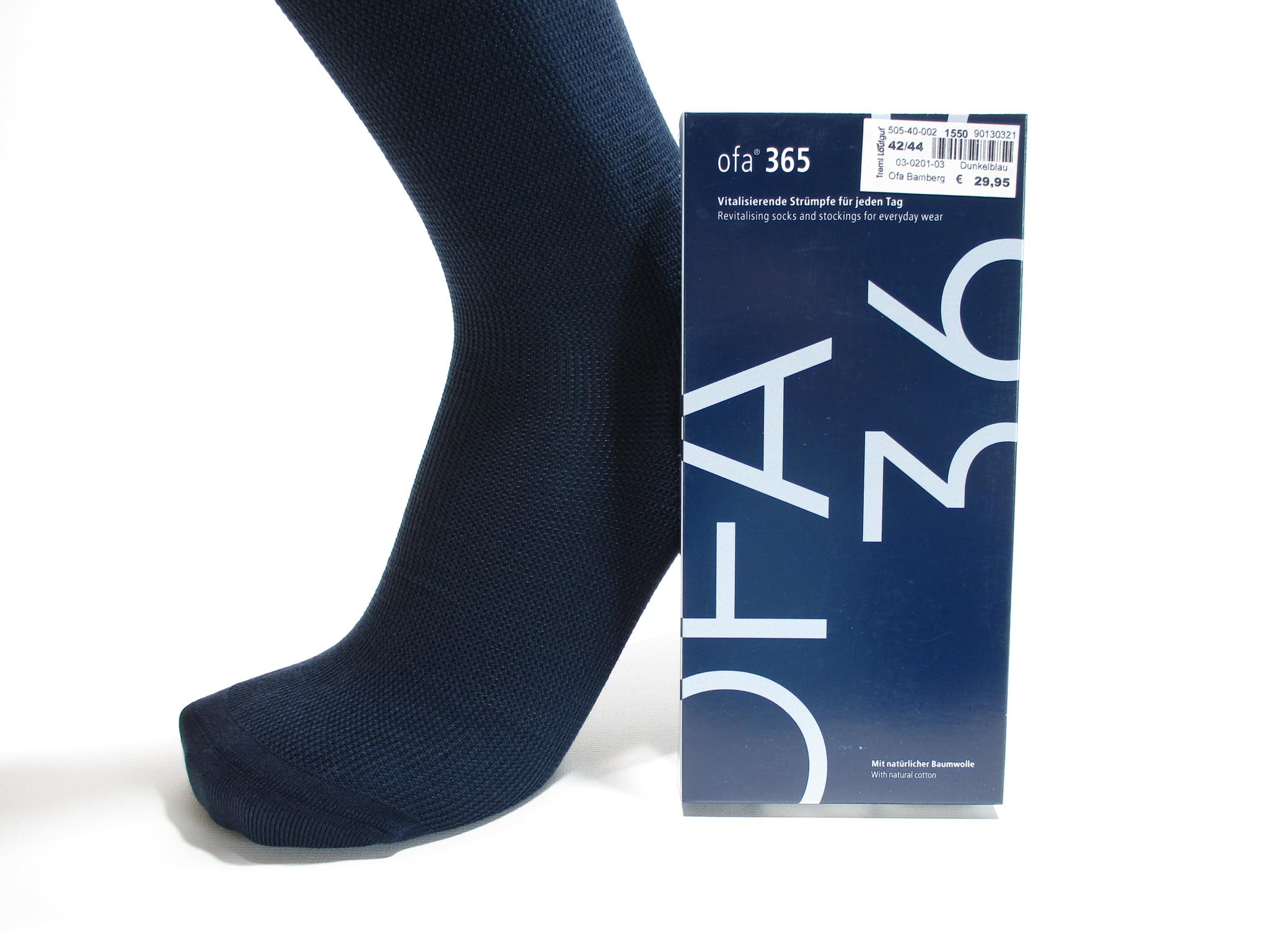 Ofa 365 - Gambaletto in cotone Calze al ginocchio, da viaggio, unisex, rivitalizzanti (marine, III 42/44) 1 paio