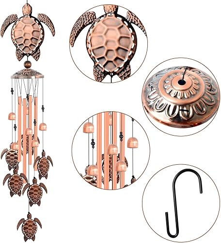 Miniatura 6 de Campanillas de viento de tortuga marina, campanillas de viento de latón para condolencias, regalos al aire libre para mamá, carillones de viento de