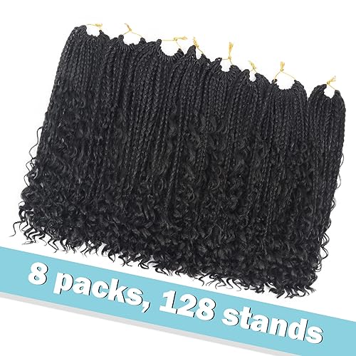 Miniatura 2 de Goddess Bohemian Box - Trenzas de ganchillo de cabello rizado de 14 pulgadas, 8 paquetes de extensiones de cabello sintético para mujeres negras (14