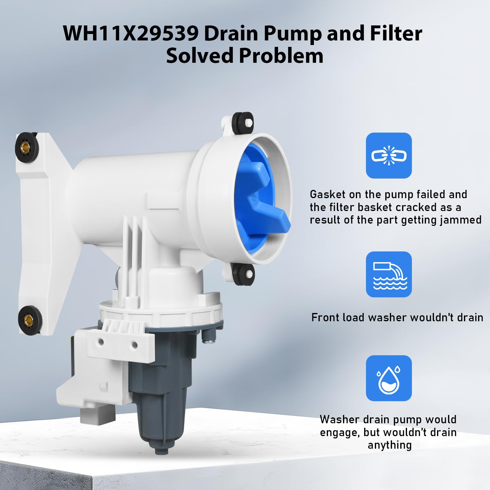 Ge Washer GE Genuine OEM Washer Drain Pump & Filter (WH11X29539) - Direct Replacement Part G E Washing Machine - Foto 10