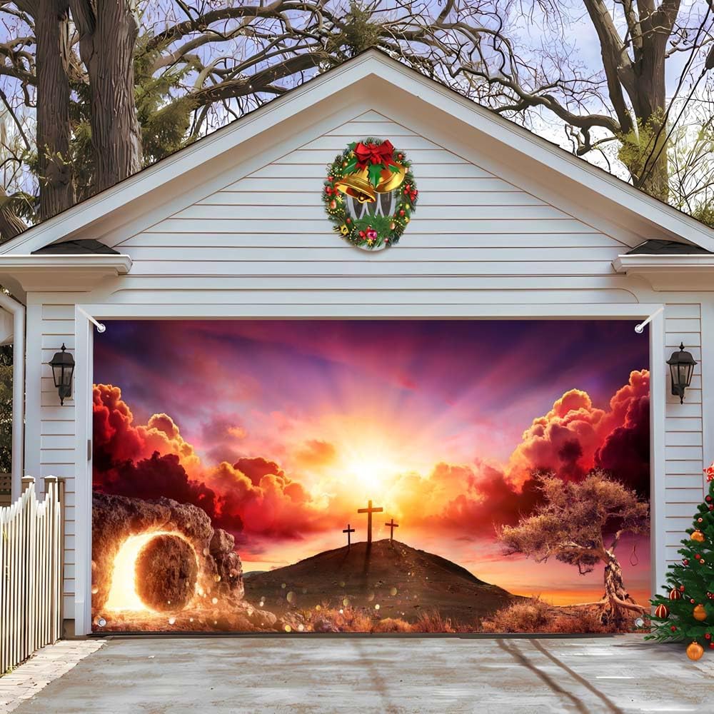 7 x 16 ft Double Garage Door Christmas Decorations, 2023