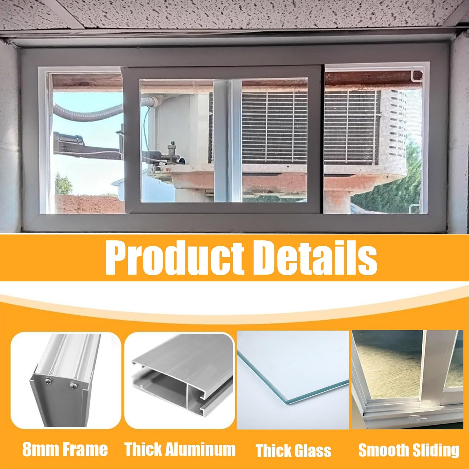 Aluminiowe okno przesuwne do szopy i kurnika, zamiennik - 50-101.6 cm szkło hartowane i ekran idealne do łazienek (czarne 33 x 50) - i stylowy design