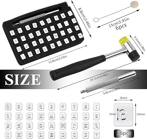 Miniatura 2 de Wonvoc 44 Piezas Herramientas de Estampado de Cuero, 36 Piezas Sellos de Letras de Cuero, Kit de Estampado de Cuero, con Dauber de Lana Herramientas