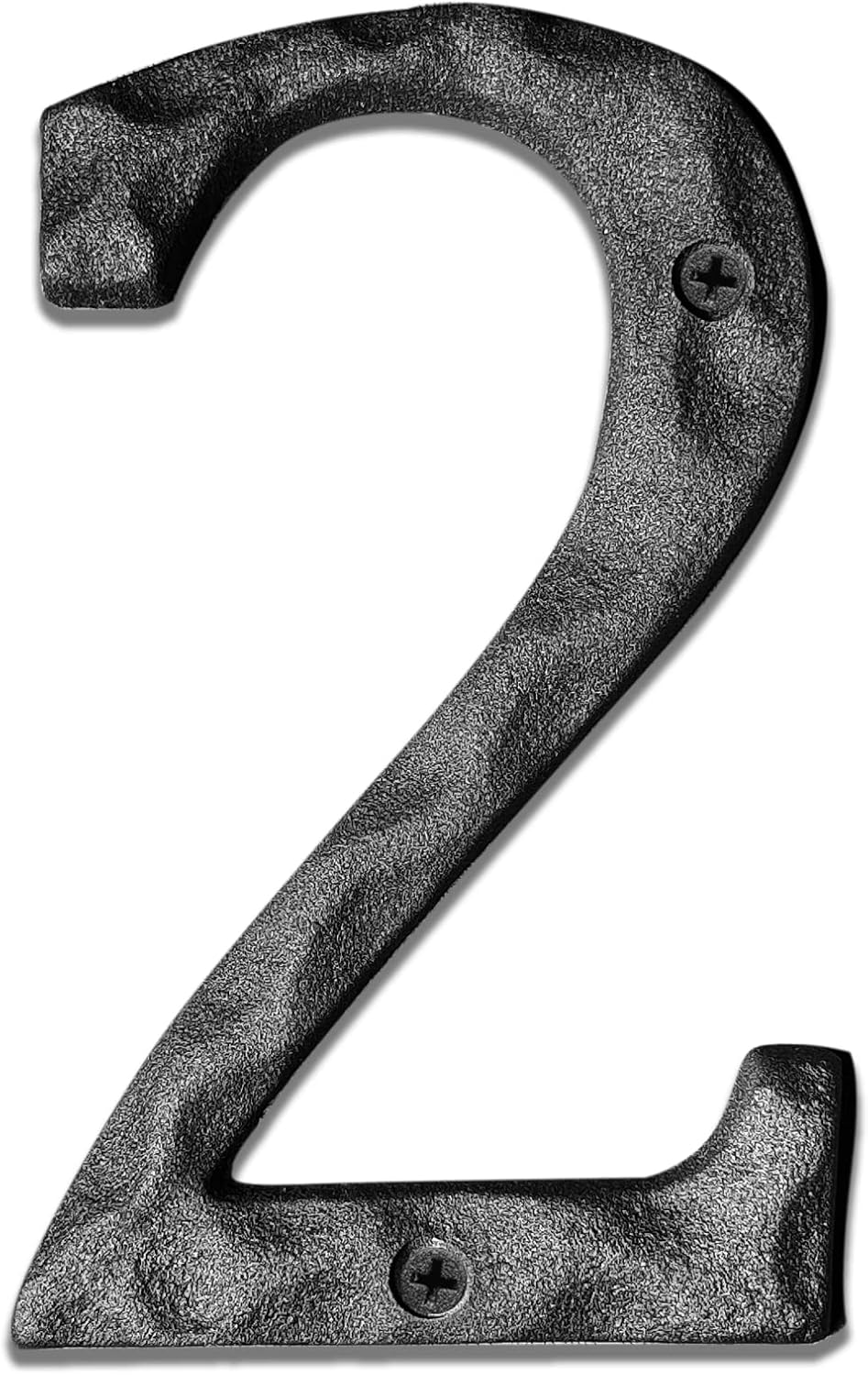 5 Inch High House Numbers-Unique Solid Hammered Style Cast Iron Home Address Numbers/Mailbox Numbers/Black/Number 2