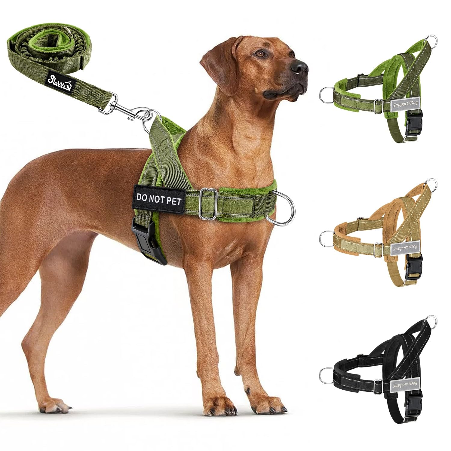 Nasjac 5.7ft Dog Chest Harness with Lead Set, Anti Pull Dog Lead, Padded Soft Handle Reflective Adjustable Easy Control Pet Vest Leash for Training and Walking Dog