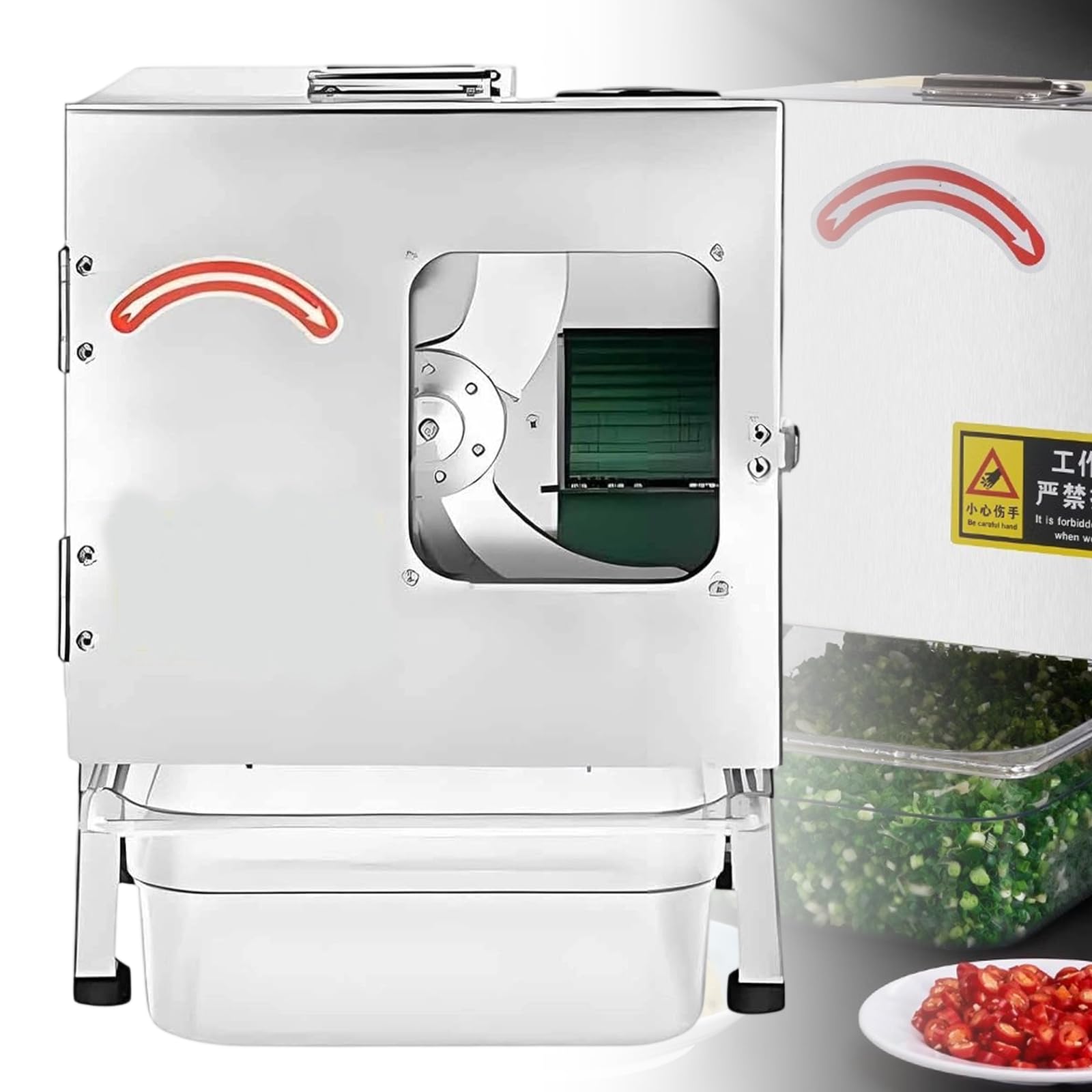 Automatischer Scallion Chopper 100w, Mit Auffangschale Und 7-cm-EinfüLlöFfnung, Ideal Zum Zerkleinern Von Paprika, FrüHlingszwiebeln, Zwiebeln, Koriander Und Lauch StandardModel