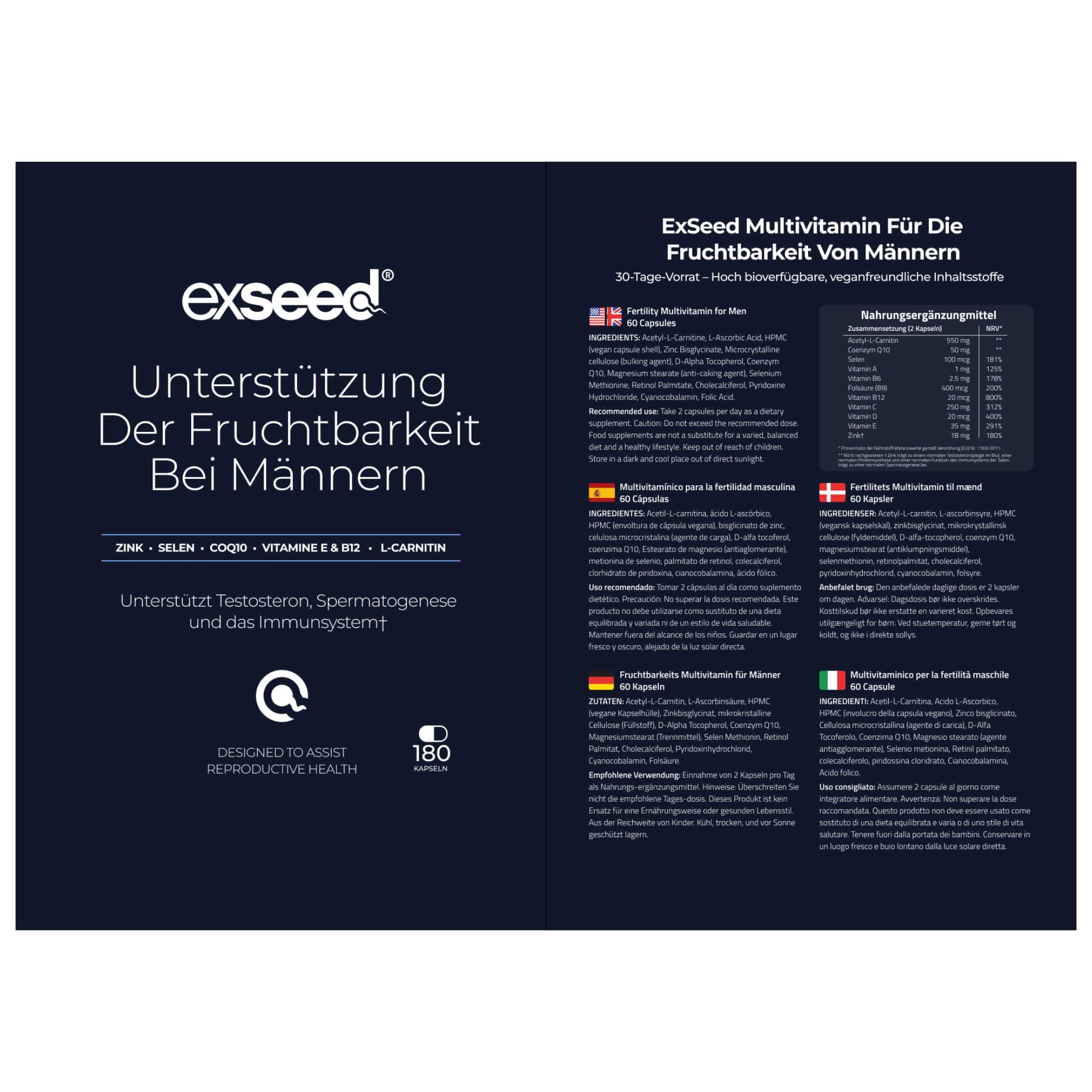 Health Fruchtbarkeits Multivitamine für Männer – 3-Monatsvorrat (3 x 60 Kapseln) – Mit Vitaminen, Mineralien & Antioxidantien zur Unterstützung der männlichen Fruchtbarkeit & Vitalität