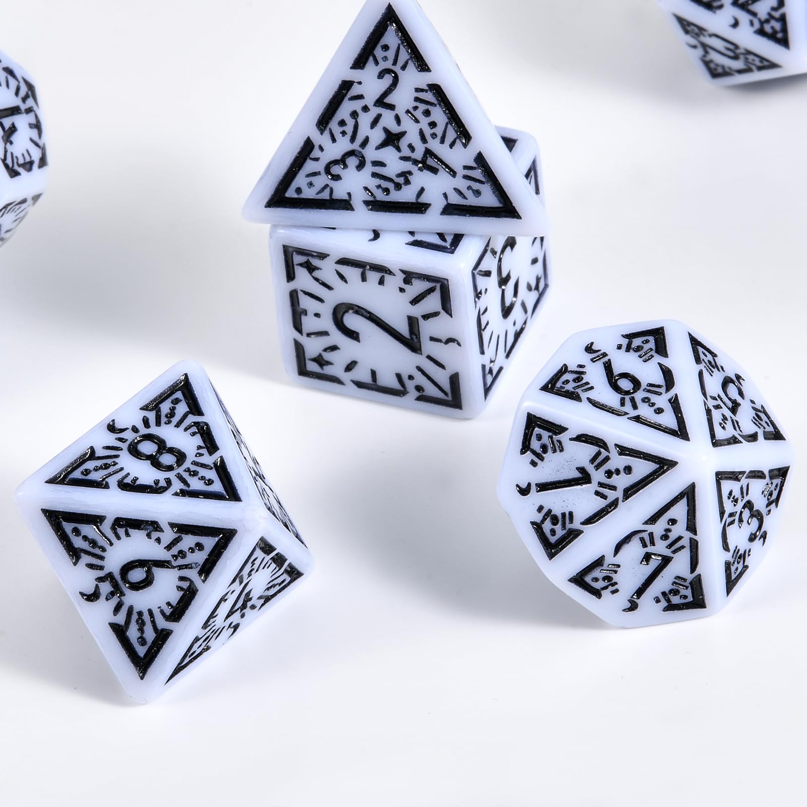 Dadi DND Retrò per Dungeons e Dragons - Set di Dadi D&D da Gioco con Dadi Bian