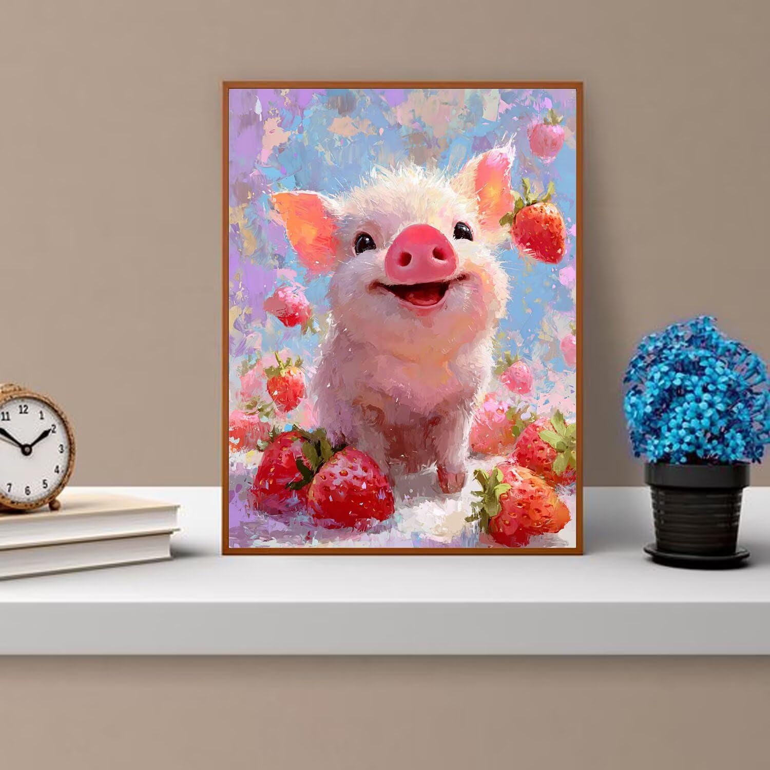 Dipingere con i Numeri Adulti maiali, Fragola Dipingere con i Numeri Bambini DIY Kit, Set Premium con Pennelli, Decorazione Casa & Creativo Regalo di Compleanno, Attività di Tempo libero 70x95cm z-493