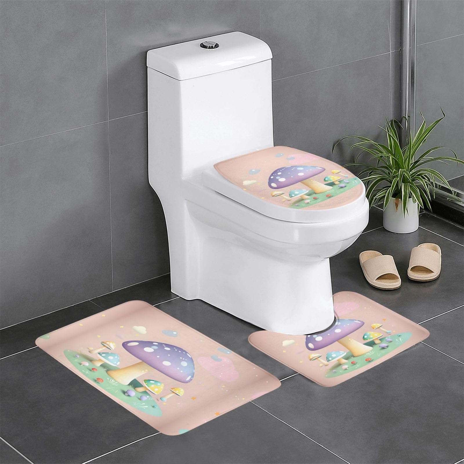 Tapis de salle de bain antidérapants lot de 3 tapis de contour ovale et rectangulaire