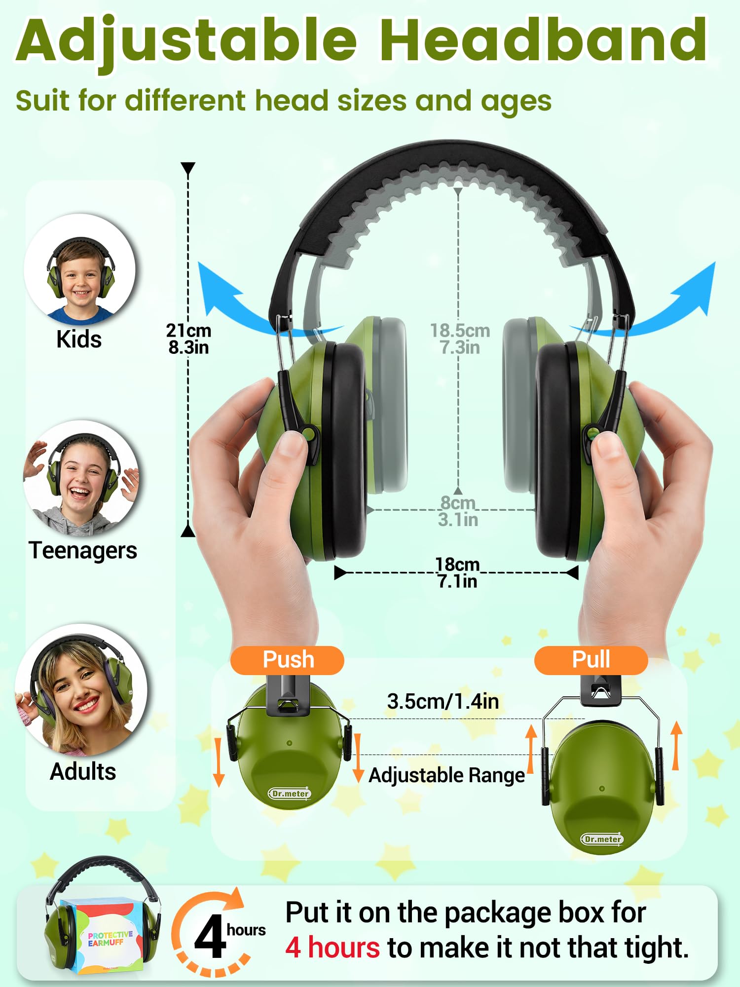 Dr.meter Noise Cancelling Headphones for Autism, Noise Reduction Ear Muffs view 5