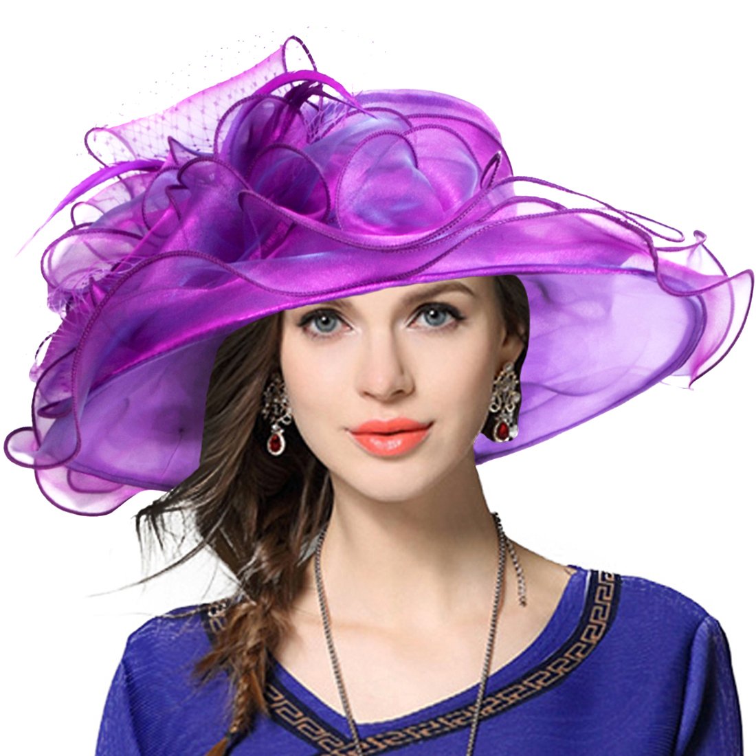 Vecry Women's Purple Church Derby Dress Fascinator Bridal Cap British Tea Party Wedding Hat (Purple)