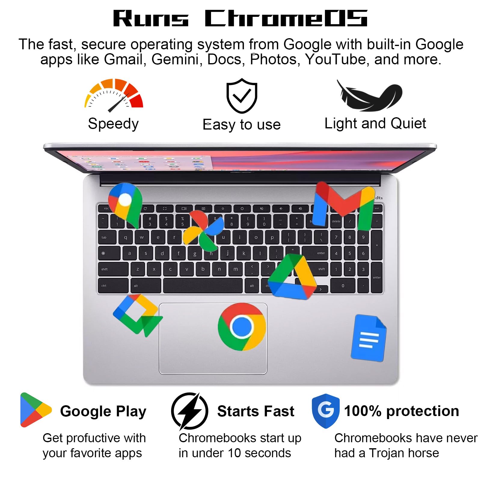 acer Chromebook 315 Laptop, 15,6 pollici HD Display Laptop per studenti e affari, Intel Pentium N6000 (fino a 3,3 GHz), 4 GB di RAM, 128 GB eMMC, Intel UHD Graphics, lunga durata della batteria