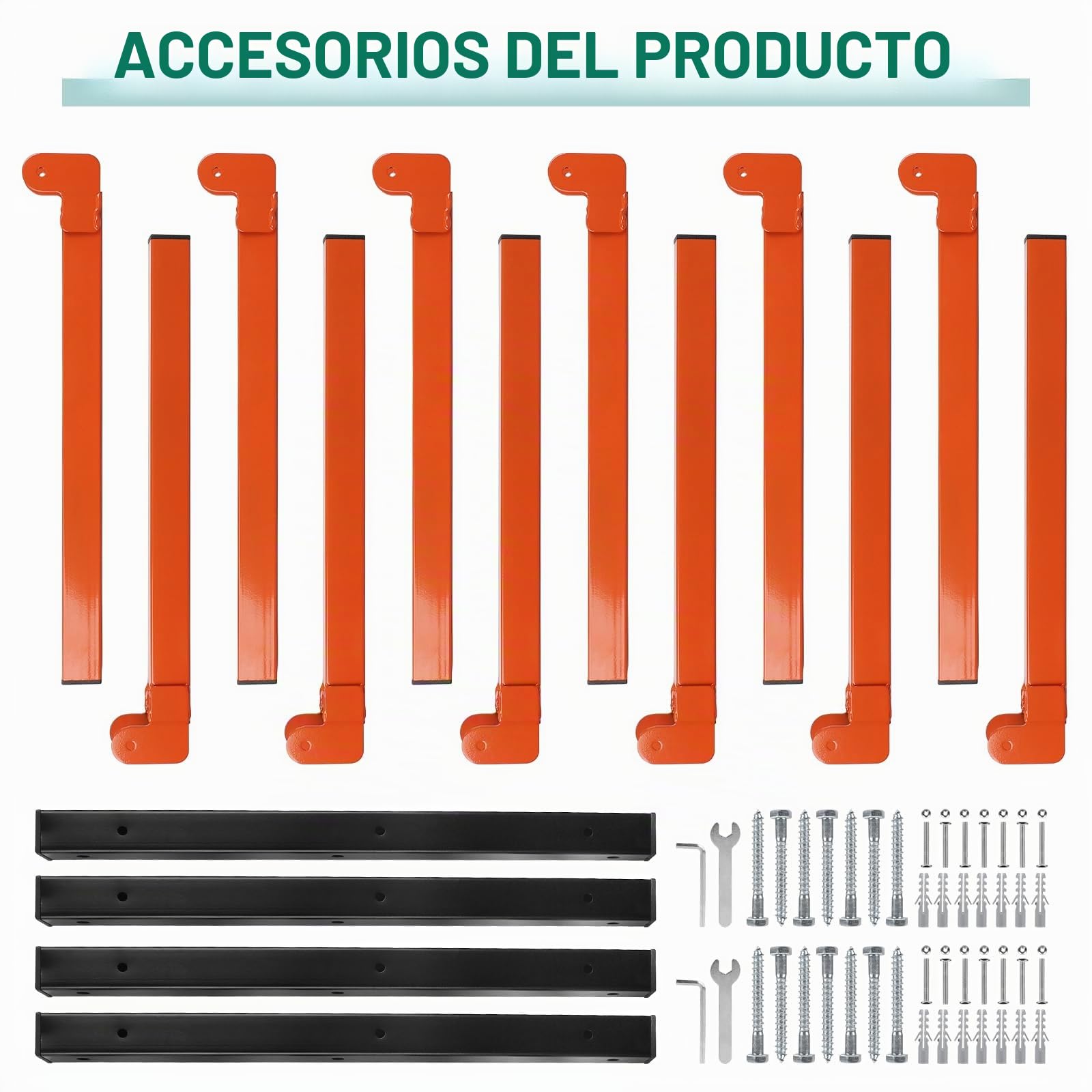 lalago 4 Piezas Soporte de Pared para Llantas con Capacidad de Carga Hasta 150 kg, Soporte Plegable para Garaje Bicicletas con 3 Niveles, Estantería de Madera para Leña Naranja para Interior Exterior